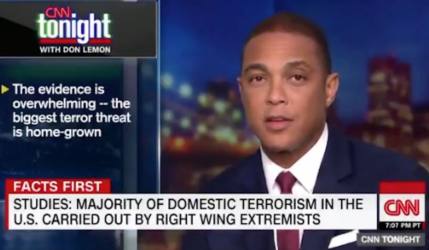 CNN anchor Don Lemon is doubling down on calling white men the &quot;biggest terror threat&quot; in America, claiming on his show Wednesday night that the &quot;cold hard facts&quot; back him up. (CNN)