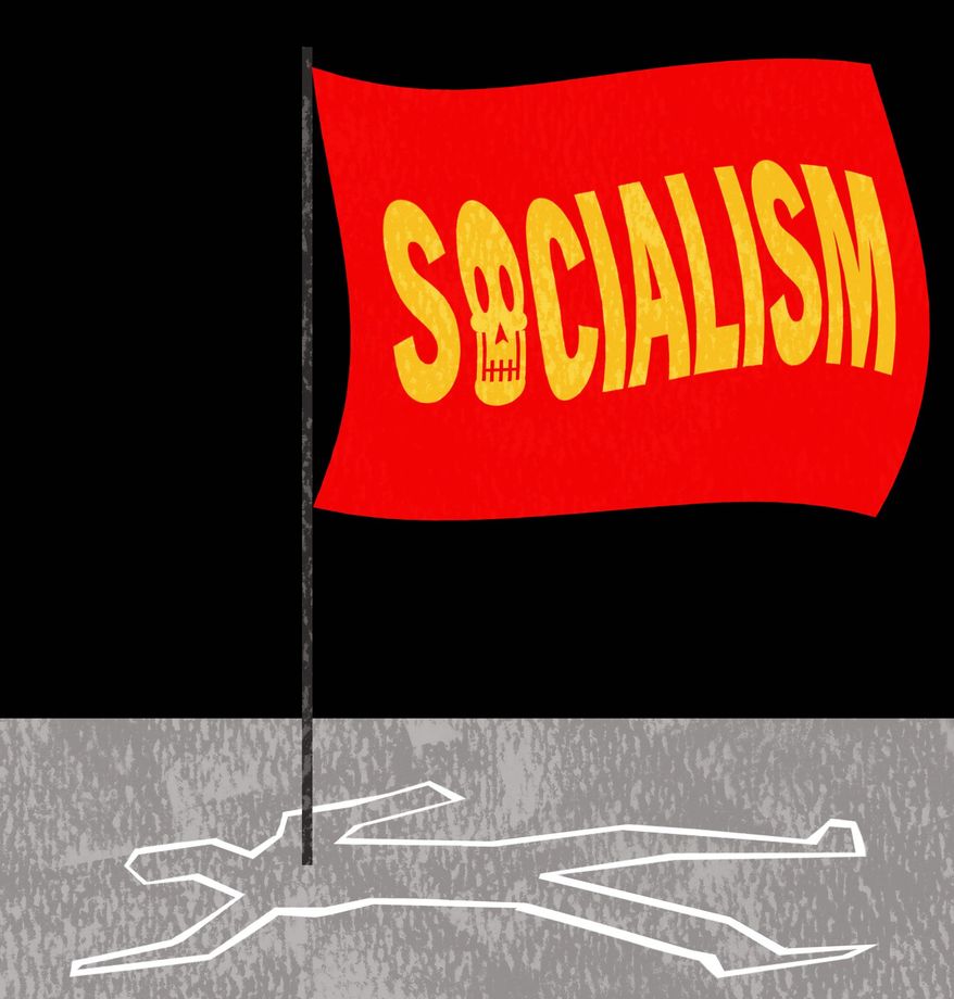 Illustration on the historical record of Socialism by Alexander Hunter/The Washington Times