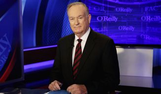 Host Bill O&#39;Reilly of &quot;The O&#39;Reilly Factor&quot; program, on the Fox News Channel, poses for photos, in New York, Thursday, Oct. 1, 2015. (AP Photo/Richard Drew)
