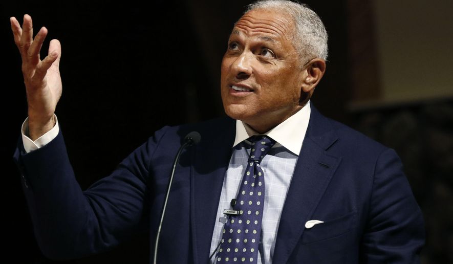 Former Democratic congressman and Agriculture Secretary under the Clinton Administration, Mike Espy speaks about why he is running for office at a rally at Anderson United Methodist Church in Jackson, Miss., Monday, Nov. 5, 2018. Espy hopes to unseat appointed U.S. Sen. Cindy Hyde-Smith, R-Miss., and serve the last two years of the six-year term vacated when Republican Thad Cochran retired for health reasons. Former military intelligence officer Tobey Bernard Bartee and State Sen. Chris McDaniel, R-Ellisville are also running in the non-partisan race. (AP Photo/Rogelio V. Solis)