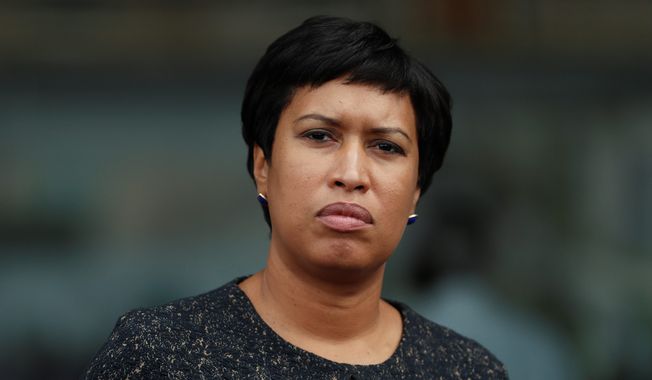 District of Columbia Mayor Muriel Bowser pauses during a news conference at One Judiciary Square in Washington, Thursday, Oct. 5, 2017. (Associated Press) **FILE**
