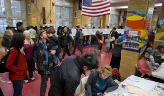 Voters line up at a polling station, Tuesday, Nov. 6, 2018, in the Brooklyn borough of New York. (AP Photo/Mark Lennihan)