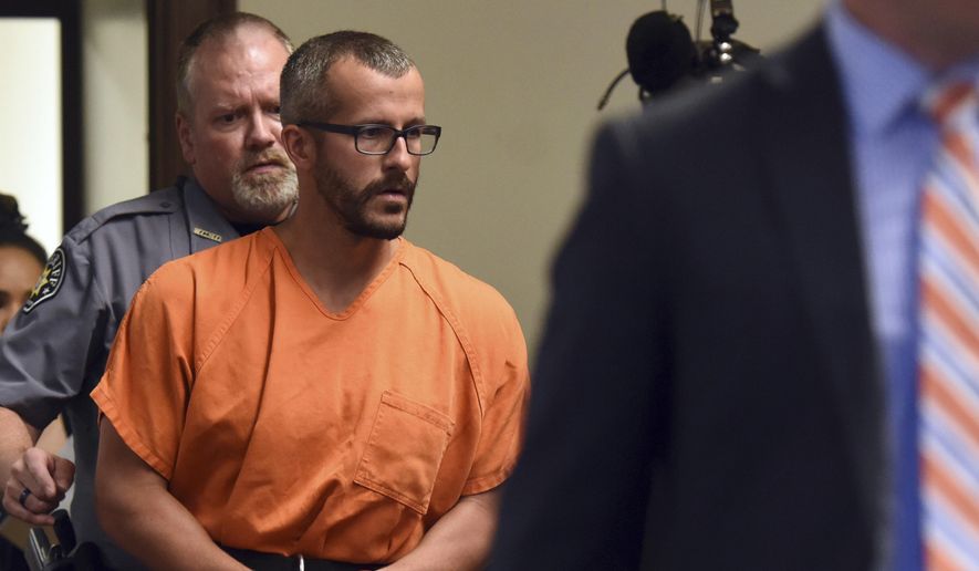 In this Aug. 16, 2018, file photo, Christopher Watts is escorted into the courtroom before his bond hearing at the Weld County Courthouse in Greeley, Colo. The Colorado man, charged with killing his pregnant wife and two daughters, has pleaded guilty Tuesday, Nov. 6, 2018, under a plea deal that will allow him to avoid the death penalty. (Joshua Polson/The Greeley Tribune via AP, Pool, file)
