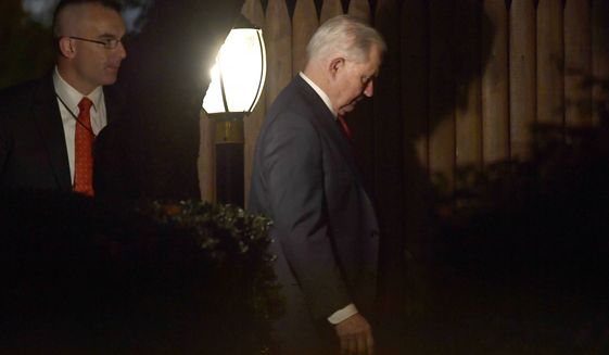 Jeff Sessions returns to his home in Washington, Wednesday, Nov. 7, 2018. Sessions was pushed out Wednesday as Attorney General after enduring more than a year of blistering and personal attacks from President Donald Trump over his recusal from the Russia investigation. Sessions told the president in a one-page letter that he was submitting his resignation &quot;at your request.&quot; (AP Photo/Susan Walsh)