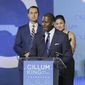 Florida Gubernatorial Democratic candidate Mayor Andrew Gillum gives his concession speech along side his wife First Lady R. Jai Gillum, running mate Chris King and his wife Kristen King on the campus Florida A&amp;amp;M University in Tallahassee, Fla., on Tuesday, Nov. 6, 2018. (Octavio Jones/The Tampa Bay Times via AP)
