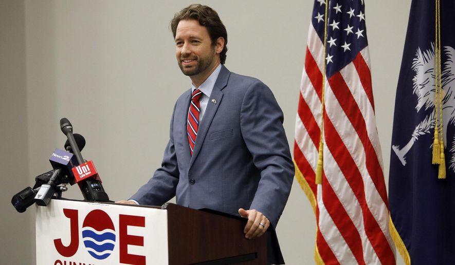 Democrat Joe Cunningham speaks during his victory press conference at the International Longshoremen's Association hall in Charleston, S.C., Wednesday, Nov. 7, 2018. U.S. House candidate Cunningham used a personal touch and concern for local issues like offshore drilling to beat a Republican in conservative South Carolina. (AP Photo/Mic Smith)