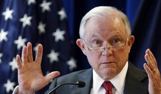 In this July 13, 2018 photo, Attorney General Jeff Sessions speaks in Portland, Maine. (AP Photo/Robert F. Bukaty, File)