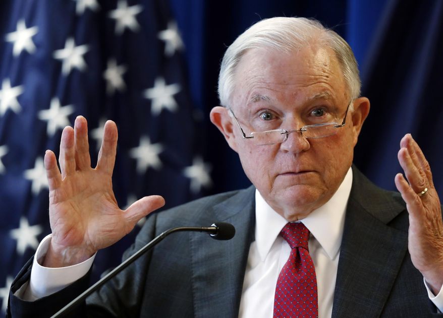 In this July 13, 2018 photo, Attorney General Jeff Sessions speaks in Portland, Maine. (AP Photo/Robert F. Bukaty, File)
