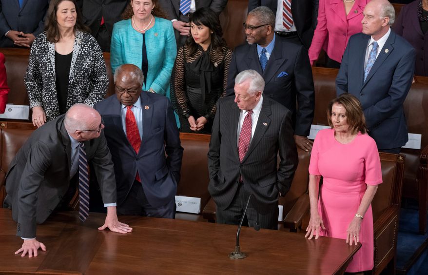Nobody has stepped forward to challenge Rep. Nancy Pelosi (right) for speaker in the new Congress, nor are there any challengers for Rep. Steny H. Hoyer, (second from right) who's in line to become the majority leader. But Rep. James Clyburn, (second from left) who's running for whip, has been challenged by Rep. Diana DeGette. (ASSOCIATED PRESS PHOTOGRAPHS)