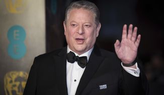 Al Gore poses for photographers upon arrival at the BAFTA Film Awards, in London, Sunday, Feb. 18, 2018. (Photo by Vianney Le Caer/Invision/AP)