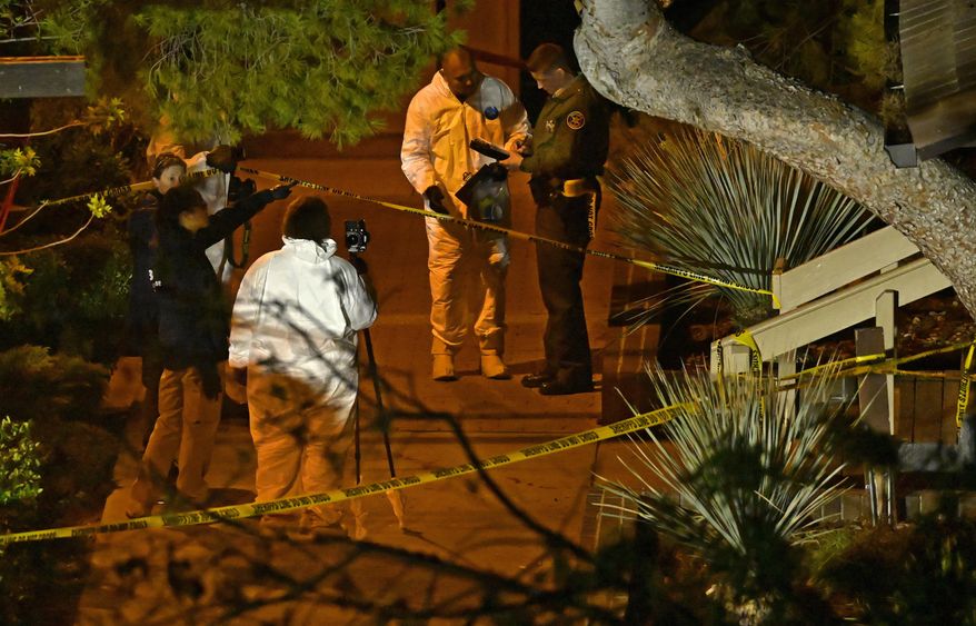 A forensics team works the scene Thursday, Nov. 8, 2018, in Thousand Oaks, Calif. where a gunman opened fire Wednesday inside a country dance bar crowded with hundreds of people on &amp;quot;college night,&amp;quot; wounding 11 people including a deputy who rushed to the scene. Ventura County sheriff&#39;s spokesman says gunman is dead inside the bar. (AP Photo/Mark J. Terrill)