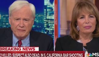 MSNBC&#39;s Chris Matthews discusses the Thousand Oaks, California, mass shooting with Democratic Rep. Jackie Speier, Nov. 8, 2018. (Image: MSNBC screenshot)