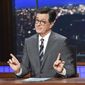 This Nov. 6, 2018 photo released by CBS shows host Stephen Colbert on the set of &amp;quot;The Late Show with Stephen Colbert&amp;quot; in New York. (Scott Kowalchyk/CBS via AP)