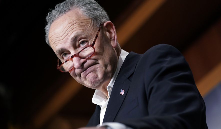 Senate Minority Leader Chuck Schumer of N.Y., pauses while speaking to members of the media at the Capitol in Washington, Wednesday, Nov. 7, 2018. (AP Photo/Pablo Martinez Monsivais)