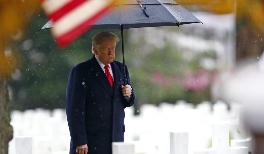 President Trump weathered an imperious lecture from French Present Emmanuel Macron, suffered widespread criticism for canceling a visit to a war cemetery and dodged anti-Trump demonstrations during weekend in France marking the 100th anniversary of the end of World War I. (Associated Press)