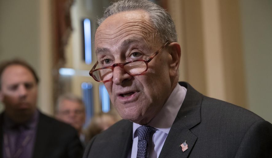 Senate Minority Leader Chuck Schumer, D-N.Y., holds a news conference with Sen. Bill Nelson, D-Fla., at the Capitol in Washington, Tuesday, Nov. 13, 201816. (AP Photo/J. Scott Applewhite) ** FILE **