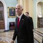 Florida Gov. Rick Scott, the Republican candidate in the undecided race for Senate from Florida running against incumbent Sen. Bill Nelson, D-Fla., arrives for a meeting with Majority Leader Mitch McConnell, R-Ky., and new GOP senators at the Capitol in Washington, Wednesday, Nov. 14, 2018. (AP Photo/J. Scott Applewhite)