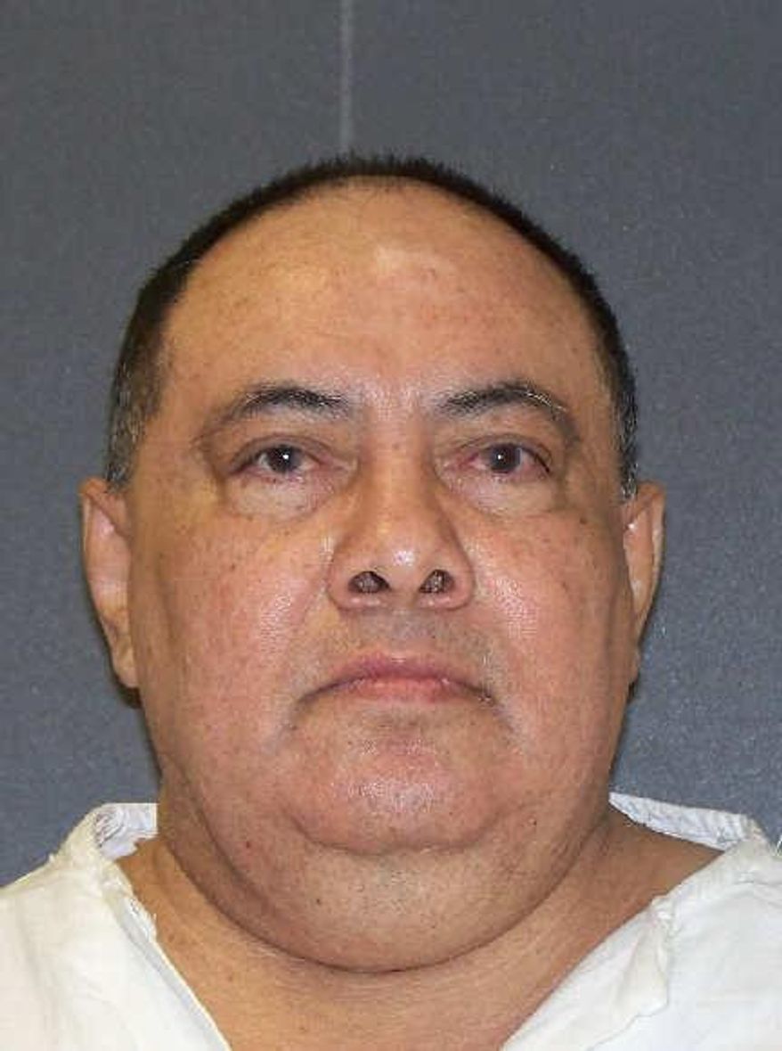 This undated photo provided by the Texas Department of Criminal Justice shows Roberto Moreno Ramos. Ramos is scheduled for lethal injection for the 1992 killings of his 42-year-old wife, Leticia, their 7-year-old daughter, Abigail, and their 3-year-old son, Jonathan, at their home in Progreso, located along the Mexico border about 20 miles (32.19 kilometers) southeast of McAllen. Prosecutors say Ramos killed his loved ones and then buried them underneath his home's freshly tiled bathroom floor. Authorities say he bludgeoned his family members so he could marry the woman he was having an extramarital affair with at the time. (Texas Department of Criminal Justice via AP)