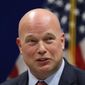 Acting Attorney General Matthew Whitaker speaks to state and local law enforcement officials at the U.S. Attorney&#39;s Office for the Southern District of Iowa, Wednesday, Nov. 14, 2018, in Des Moines, Iowa. (AP Photo/Charlie Neibergall)