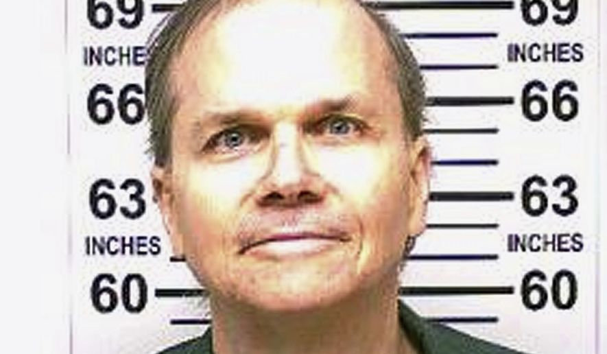 This Jan. 31, 2018 photo, provided by the New York State Department of Corrections, shows Mark David Chapman, the man who killed John Lennon. Chapman, 63, who is serving 20-years-to-life in the Wende Correctional Facility in western New York, is scheduled to go before New York&#x27;s parole board the week of Aug. 20, 2018, in what will be his 10th attempt to win release. The decision by the board of parole is supposed to be within two weeks of the hearing. (New York State Department of Corrections via AP)