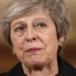 Britain&#39;s Prime Minister Theresa May speaks during a press conference inside 10 Downing Street in London, Thursday, Nov. 15, 2018. (AP Photo/Matt Dunham, Pool)
