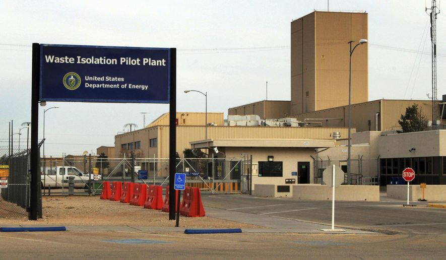 FILE - This March 6, 2014 file photo shows the Waste Isolation Pilot Plant, the nation's only underground nuclear waste repository, near Carlsbad, N.M. Operations at the federal government’s nuclear waste repository in southern New Mexico resumed Friday, Nov. 16, 2018, as managers acknowledged there was radioactive waste in the area where a portion of the underground facility’s ceiling collapsed earlier this week. (AP Photo/Susan Montoya Bryan, File)