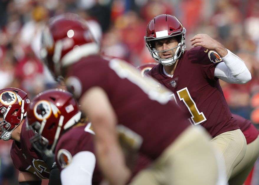 Washington Redskins quarterback Alex Smith (11) during the first half of an NFL football game against the Houston Texans, Sunday, Nov. 18, 2018, in Landover, Md.(AP Photo/Pablo Martinez Monsivais) ** FILE **