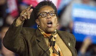 Rep. Marcia Fudge, D-Ohio, speaks at a campaign rally for then-Democratic presidential candidate Hillary Clinton in Cleveland. (AP Photo/Phil Long, File)