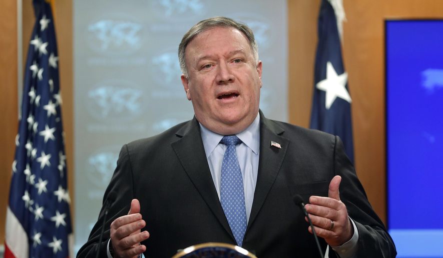 Secretary of State Mike Pompeo gestures while speaking during a news conference at the State Department in Washington, Tuesday, Nov. 20, 2018. (AP Photo/Pablo Martinez Monsivais) ** FILE **