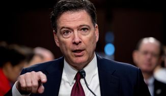Former FBI Director James B. Comey was dishonest in May 2017 when he said he never took steps for FBI surrogates to leak stories about President Trump to the news media, Trump attorneys say. (Associated Press/File)