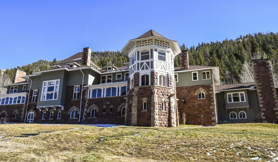 ADVANCE FOR USE THURSDAY, NOV. 22, 2018 - This Thursday, Nov. 15, 2018, photo, shows the exterior of the recently restored Redstone Castle in Redstone, Colo. The Redstone Castle is now open for tours and overnight stays for guests after many years of restoration work. (Chelsea Self/Glenwood Springs Post Independent via AP)