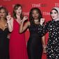 Carmen Perez, left, Bob Bland, Tamika D. Mallory and Linda Sarsour attend the TIME 100 Gala, celebrating the 100 most influential people in the world, at Frederick P. Rose Hall, Jazz at Lincoln Center on Tuesday, April 25, 2017, in New York. (Photo by Charles Sykes/Invision/AP) ** FILE **
