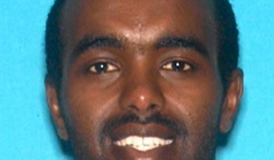 This undated photo released by the Los Angeles Police Department shows Mohamed Mohamed Abdi. Authorities arrested Abdi, a motorist suspected of trying to run down two men leaving a Los Angeles synagogue, and detectives are investigating the case as a hate crime, police officials said Monday. (Los Angeles Police Department via AP)