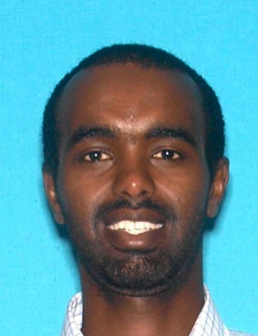 This undated photo released by the Los Angeles Police Department shows Mohamed Mohamed Abdi. Authorities arrested Abdi, a motorist suspected of trying to run down two men leaving a Los Angeles synagogue, and detectives are investigating the case as a hate crime, police officials said Monday. (Los Angeles Police Department via AP)
