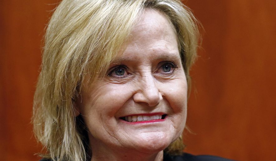 Mississippi Republican Sen. Cindy Hyde-Smith is photographed in a media sit-down in Ridgeland, Miss.  (AP Photo/Rogelio V. Solis, File)