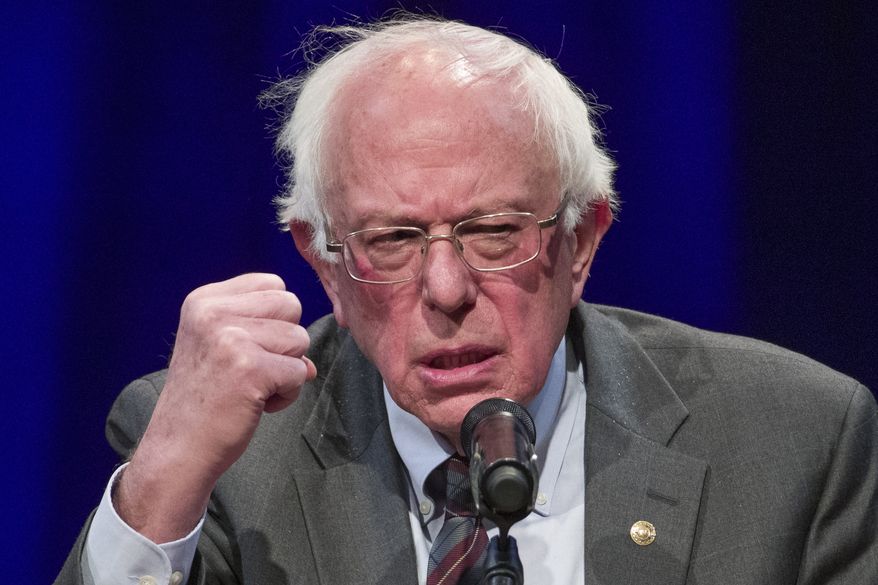 Sen. Bernie Sanders, I-Vt., speaks about his new book, 'Where We Go From Here: Two Years in the Resistance', at a George Washington University/Politics and Prose event, Tuesday, Nov. 27, 2018, in Washington. (AP Photo/Alex Brandon)