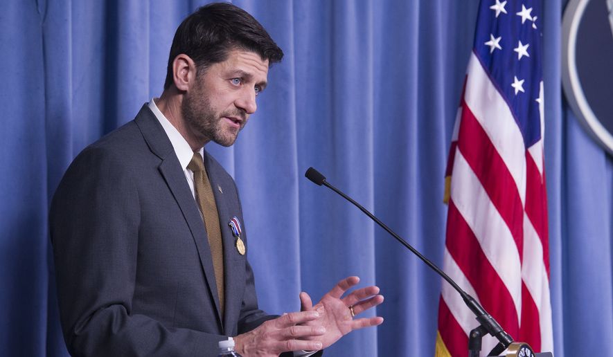 Speaker of the House Paul Ryan, of Wis., speaks after Secretary of Defense Jim Mattis awarded him with the Department of Defense Medal for Distinguished Public Service at the Pentagon, in Washington, Wednesday, Nov. 28, 2018. (AP Photo/Cliff Owen)