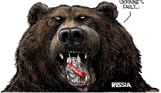 This is all Ukraine&#x27;s fault ... (Illustration by Michael Ramirez for Creators Syndicate) 
