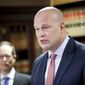 Acting Attorney General Matthew Whitaker speaks during a news conference, Friday, Nov. 30, 2018, in Cincinnati. (AP Photo/John Minchillo)
