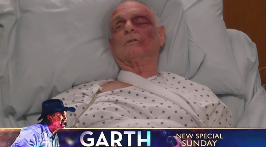 A character on CBS&#39; &quot;Murphy Brown&quot; lies in a hospital bed after being beaten by a &quot;sea&quot; of MAGA-hat wearing citizens at a &quot;President Trump&quot; rally. The episode, which aired Nov. 29, 2018, was called &quot;Beat the Press.&quot; (Image: CBS, &quot;Murphy Brown&quot; screenshot)