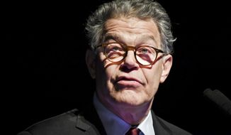 In this Dec. 28, 2017, file photo, outgoing U.S. Sen. Al Franken speaks about his accomplishments and thanks his team in Minneapolis, as his eight years in the Senate are set to come to an end. (Glen Stubbe/Star Tribune via AP, File)