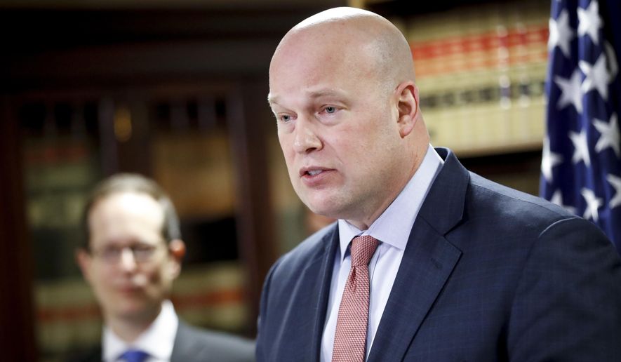 Acting Attorney General Matthew Whitaker speaks during a news conference, Friday, Nov. 30, 2018, in Cincinnati. (AP Photo/John Minchillo)