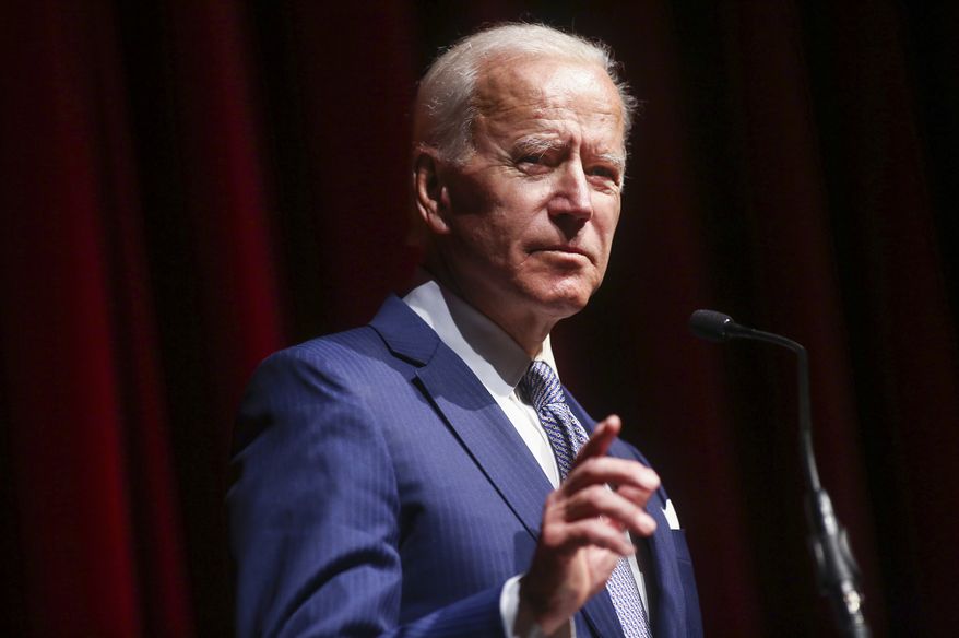 Former Vice President Joe Biden speaks during the UNLV William S. Boyd School of Law 20th Anniversary Gala in Las Vegas on Saturday, Dec. 1, 2018. (Chase Stevens/Las Vegas Review-Journal via AP)