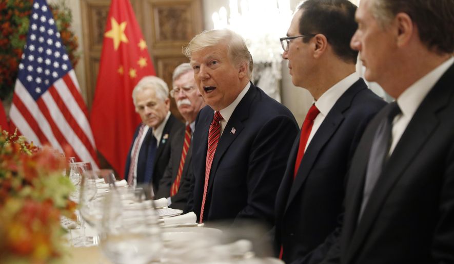 President Donald Trump talks during his bilateral meeting with China&#39;s President Xi Jinping, Saturday, Dec. 1, 2018 in Buenos Aires, Argentina. (AP Photo/Pablo Martinez Monsivais)