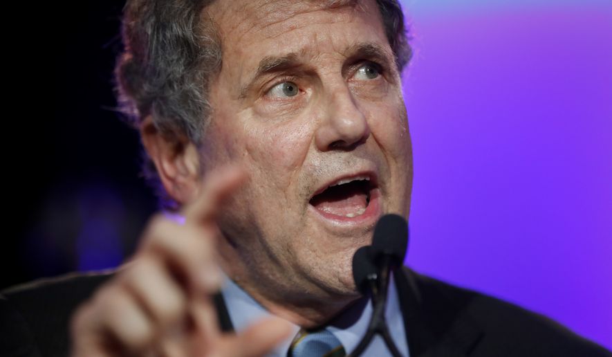 Sen. Sherrod Brown, D-Ohio, speaks after winning his reelection bid during the Ohio Democratic Party election night watch party, Tuesday, Nov. 6, 2018, in Columbus, Ohio. (AP Photo/John Minchillo)
