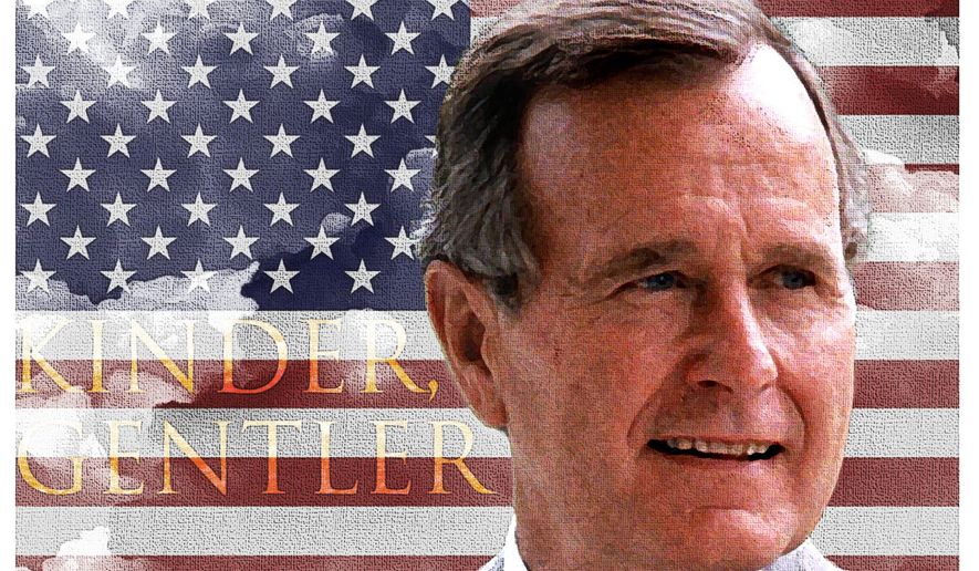 Illustration of George H.W. Bush by Alexander Hunter/The Washington Times