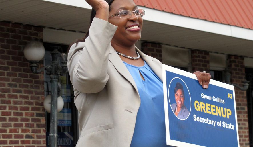 In this Friday, Nov. 30, 2018 photo, Democratic secretary of state candidate Gwen Collins ...