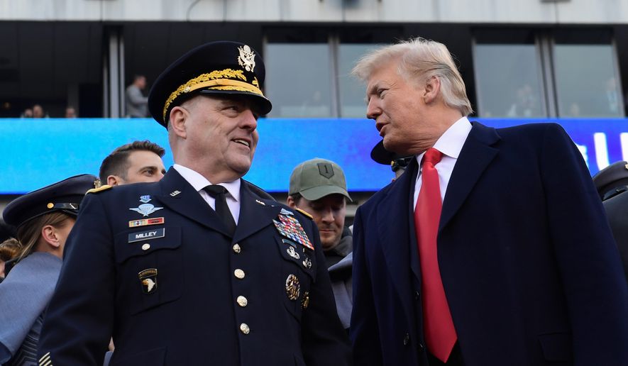 President Trump announced over the weekend that Army Chief of Staff Gen. Mark Milley (left) will be the next chairman of the Joint Chiefs of Staff. Gen. Milley will replace Marine Corps Gen. Joseph Dunford, who has held the position since 2015. (Associated Press)