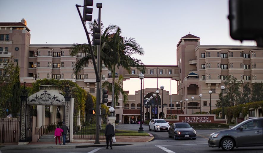 This Tuesday, Dec. 4, 2018 photo shows Huntington Memorial Hospital in Pasadena, Calif. The Los Angeles Times reports Sunday that the claims against Dr. Patrick Sutton include unwanted sexual advances, medical incompetence, the maiming of women's genitals and the preventable death of an infant. The allegations date to 1989, Sutton's first year at Pasadena's hospital. (Gina Ferazzi/Los Angeles Times via AP)