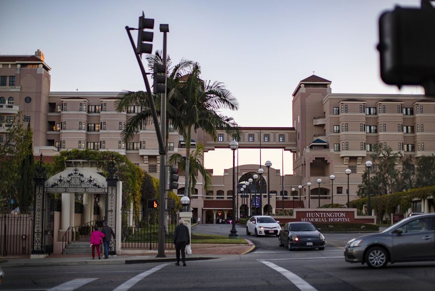 This Tuesday, Dec. 4, 2018 photo shows Huntington Memorial Hospital in Pasadena, Calif. The Los Angeles Times reports Sunday that the claims against Dr. Patrick Sutton include unwanted sexual advances, medical incompetence, the maiming of women's genitals and the preventable death of an infant. The allegations date to 1989, Sutton's first year at Pasadena's hospital. (Gina Ferazzi/Los Angeles Times via AP)